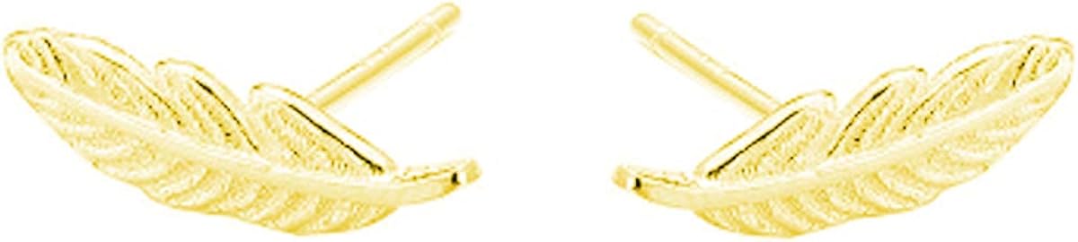 SLUYNZ Genuine 925 Sterling Silver Tiny Feather Studs Earrings for Women Teen Girls Sterling Silver Studs Earrings