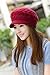 HINDAWI Women Winter Warm Knit Hat Wool Snow Caps With Visor, Red, one size