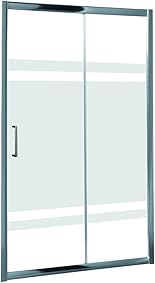 Mampara de Ducha MODULAR Frontal Sencilla - 1 Hoja FIJA + 1 Hoja CORREDERA. Con Tratamiento EASY-CLEAN. (110 x 195 cm, Serigrafiada) 