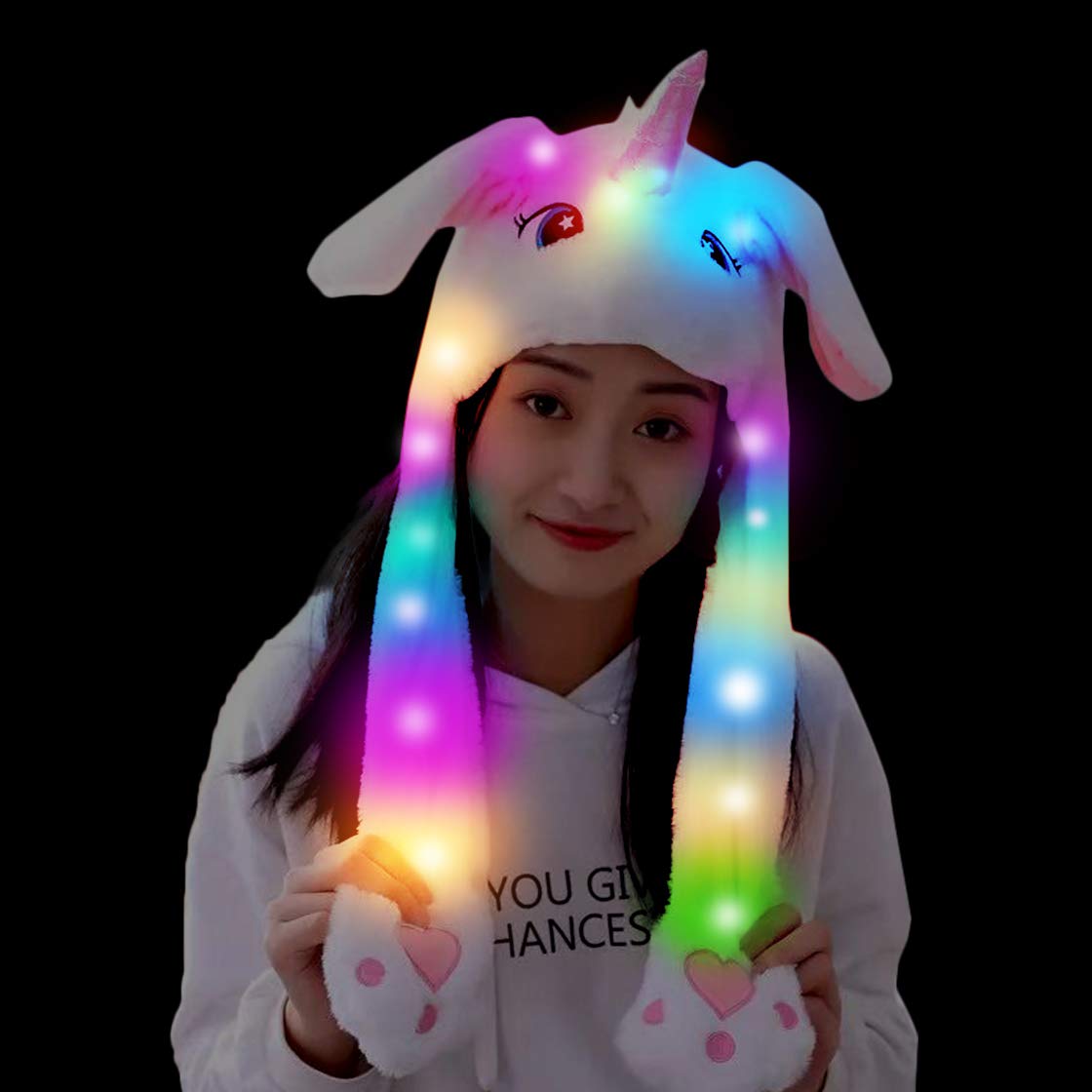 Unisex Funny Hat With Moving Ears Plush Unicorn Hat Ears Fancy Dress Cosplay Christmas Birthday Best Gift for Kids Adults Toys for Age 3 4 5 6 7 8 9 10 11 12 Year Old Girls Boys Age Toddler Gifts