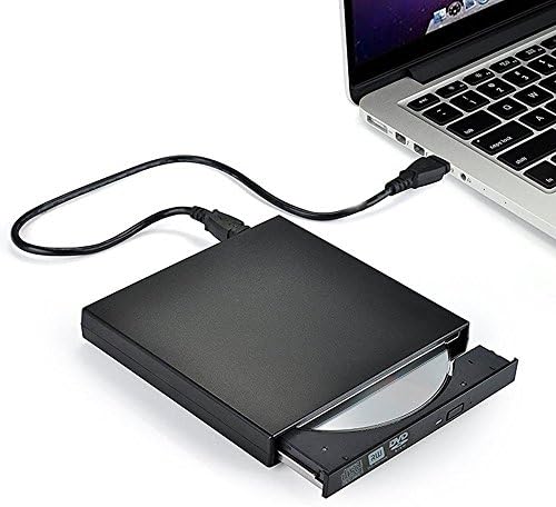 TOPCHU External CD Drive Ultra Slim USB 2.0 Portable CD-RW DVD Burner Drive Player for Windows98/ SE /ME / 2000 / XP / Vista / Win 7/ Win 8 / Win 10,Ultra Notebook Laptop PC Desktop Computer (Black)