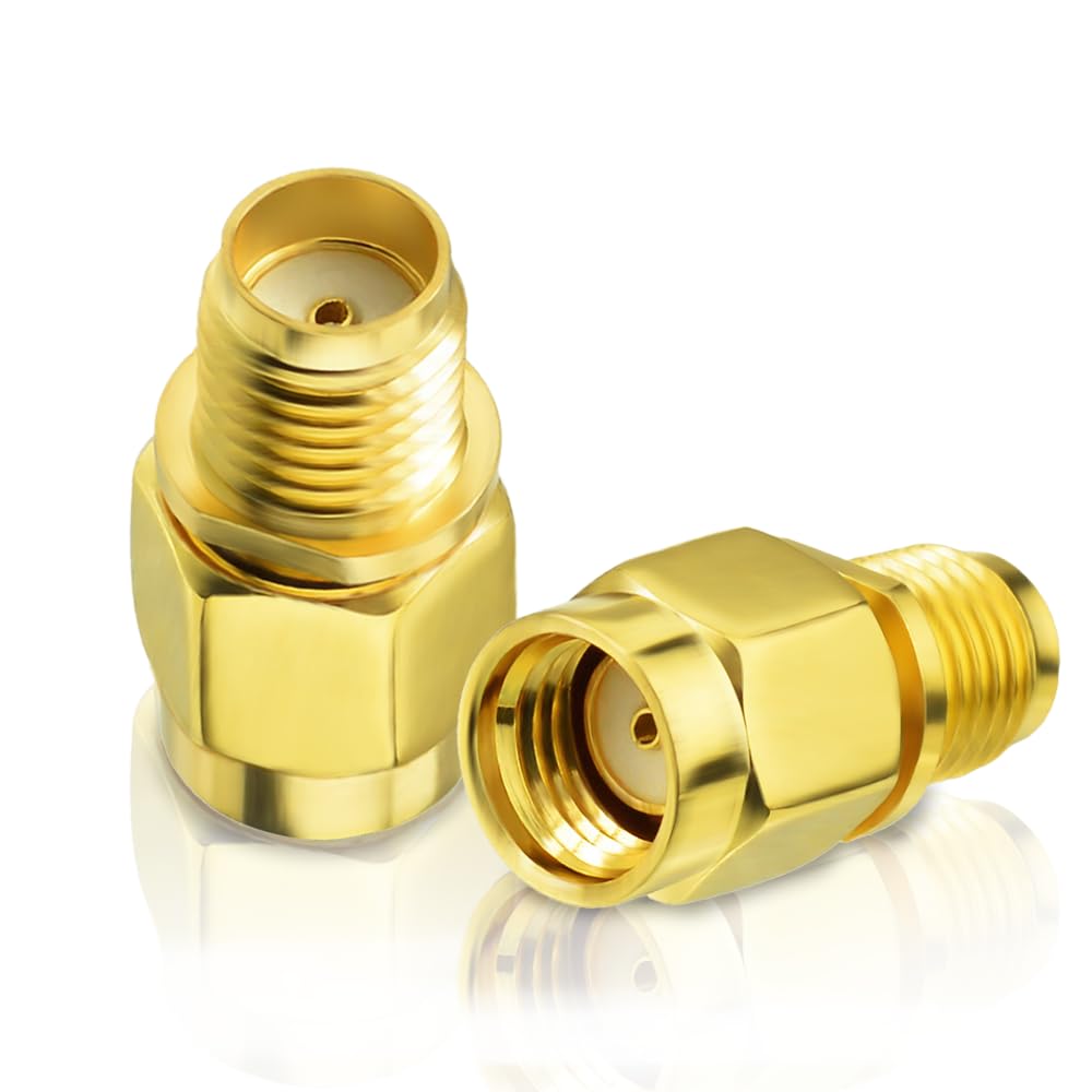 Bingfu RP-SMA Male to SMA Female Antenna Connector Adapter (2-Pack) for FPV Drone Controller WiFi Router PCIE Network Card Adapter Security Camera 4G LTE Cellular Trail Camera Game Camera