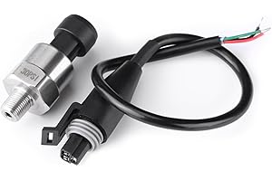 DIYEENI DC 5V Pressure Sensor 1/8 Inch NPT Threaded Pressure Transducer Sensor, Stainless Steel Pressure Sensor Transmitter Pressure Transmitter for Water, Fuel, Air(30PSI)