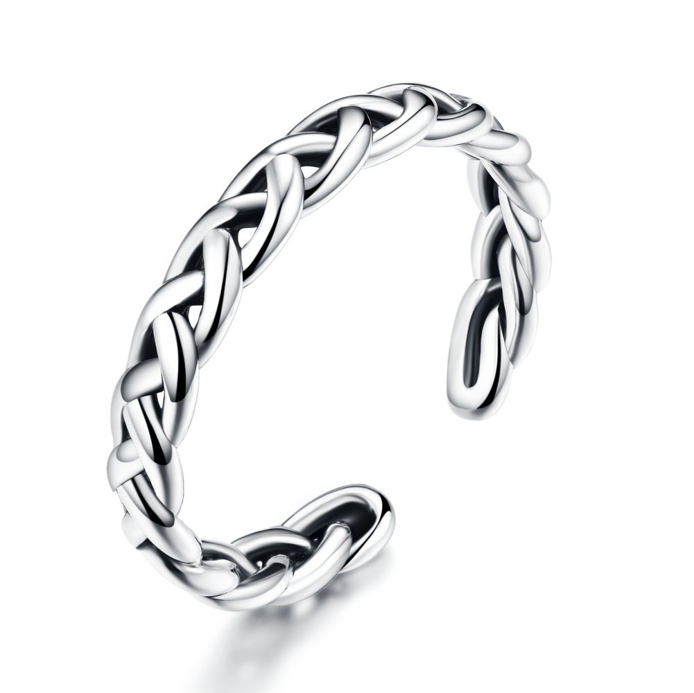 Braided Celtic Love Knot Vintage Rings 925 Sterling Silver Twisted Ring Open Statement Band for Women Girls Men