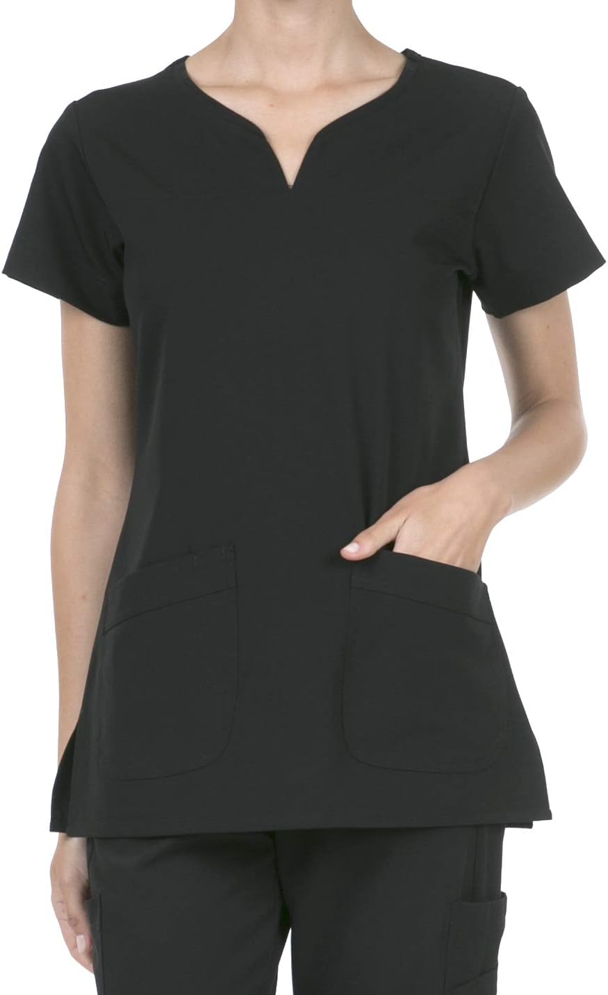 8045 Women's Uniform Scrubs Medical 2 Pocket Scrub Top Black L