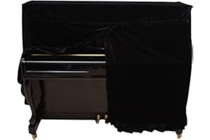 Upright Piano Cover, Colorfast Pleuche Full Piano Dust Proof Decorated Cover(Black)