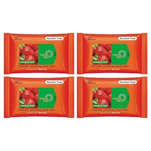 FreshOnes Naturally Refreshing Wipes Strawberry Fresh (20 Wipes, Pack of 4)