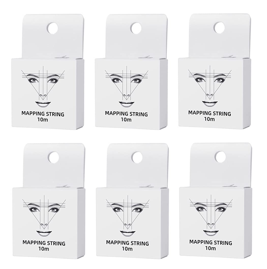 XIAOYU 10M Brow Mapping String Pre-Inked for Microblading, 6Pack, White Box, Black Ink