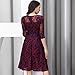 Miusol Women's Vintage Floral Lace 2/3 Sleeve Cocktail Evening Party Dress, Dark Red and Purple, Large