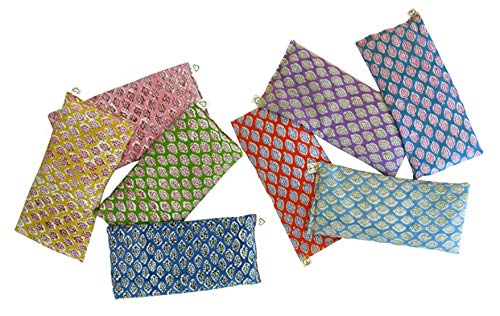 Peacegoods Scented Eye Pillows – Pack of (8) – Soft Cotton 4 x 8.5 – Organic Lavender Flax Seed – Hand Block Print – Leaf Paisley Green Pink Yellow Orange Blue Purple