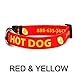 Yellow Dog Design Personalized Dog Collars | Custom Dog Collar with Name and Phone Number | Embroidered Dog Collar Alternative | Horizontal Text and Art Puppy Collar with Name | 7 Sizes & 21 Colors