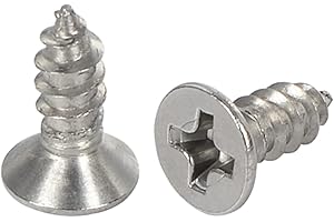 Jigreat #6 x 3/8" Stainless Steel 304 (18-8) Flat Head Phillips Wood Screws 100pcs Solid Stainless Screw