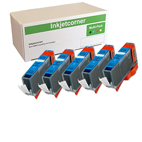 Inkjetcorner 5 Pack Cyan Compatible Ink Cartridge with Chip Replacement for CLI-271 CLI-271XL Series MG5700 MG6800 MG5721 MG5722 MG6820 MG6821 MG6822 MG7720 TS5020 TS6020 TS8020