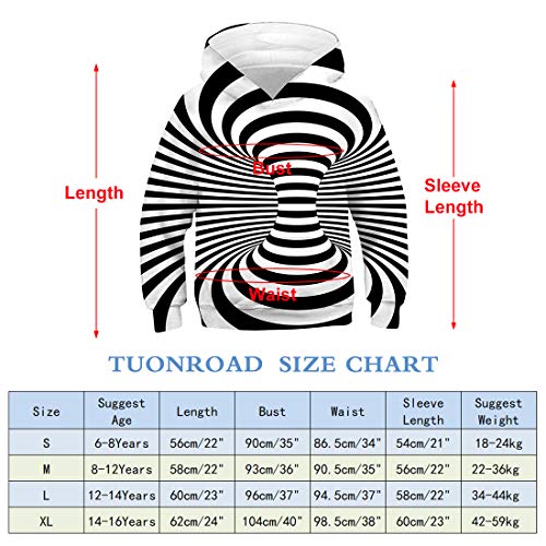 TUONROAD Teen Boys Girls Graphic Hoodies Swirl Pullover Sweatshirt Tops Novelty Outfits