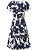 HUHOT Graduation Dress, Summer Casual Midi Short Sleeve A-Line Chinese Flower Dress(Print 1,Small)