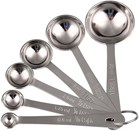 LIFU Stainless Steel Measuring Spoons, Set of 6 for Measuring Liquid and Dry Ingredients