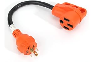OPL5 RV Generator Adapter Cord 30Amp 4 Prong Locking Male to 50Amp Standard Female with Grip Handle, Heavy Duty 125 250V RV A