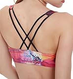 icyzone Women's Workout Yoga Clothes Strappy Crisscross Printed Racerback Sports Bras