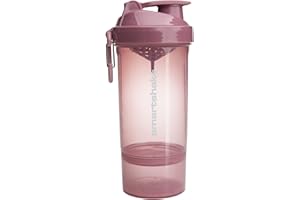 Smartshake O2GO ONE Plastic Protein Shaker Bottle 800 ml | 27 oz - Leakproof Screw-on Lid - BPA Free – Unisex - Deep Rose