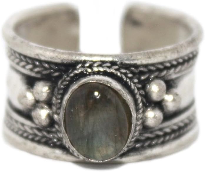 Adjustable Ring, Labradorite Ring, Silver Ring, Healing Ring, Meditation Ring, Boho Ring, Tribal Ring
