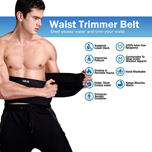 Cotill Waist Trimmer Ab Belt for Men Women - 3 Adjustable Closure Waist Trainer - Stomach Wrap Slimming Sauna Weight Loss Belts and Lower Back Lumbar Support (Medium)