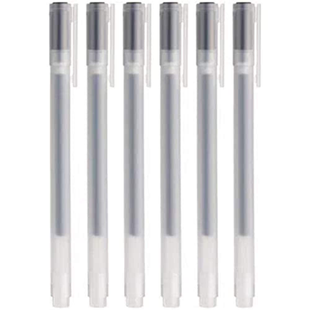 Muji Gel Ink Ballpoint Pen 6-Pieces Set, 0.38 mm Nib Size, Black