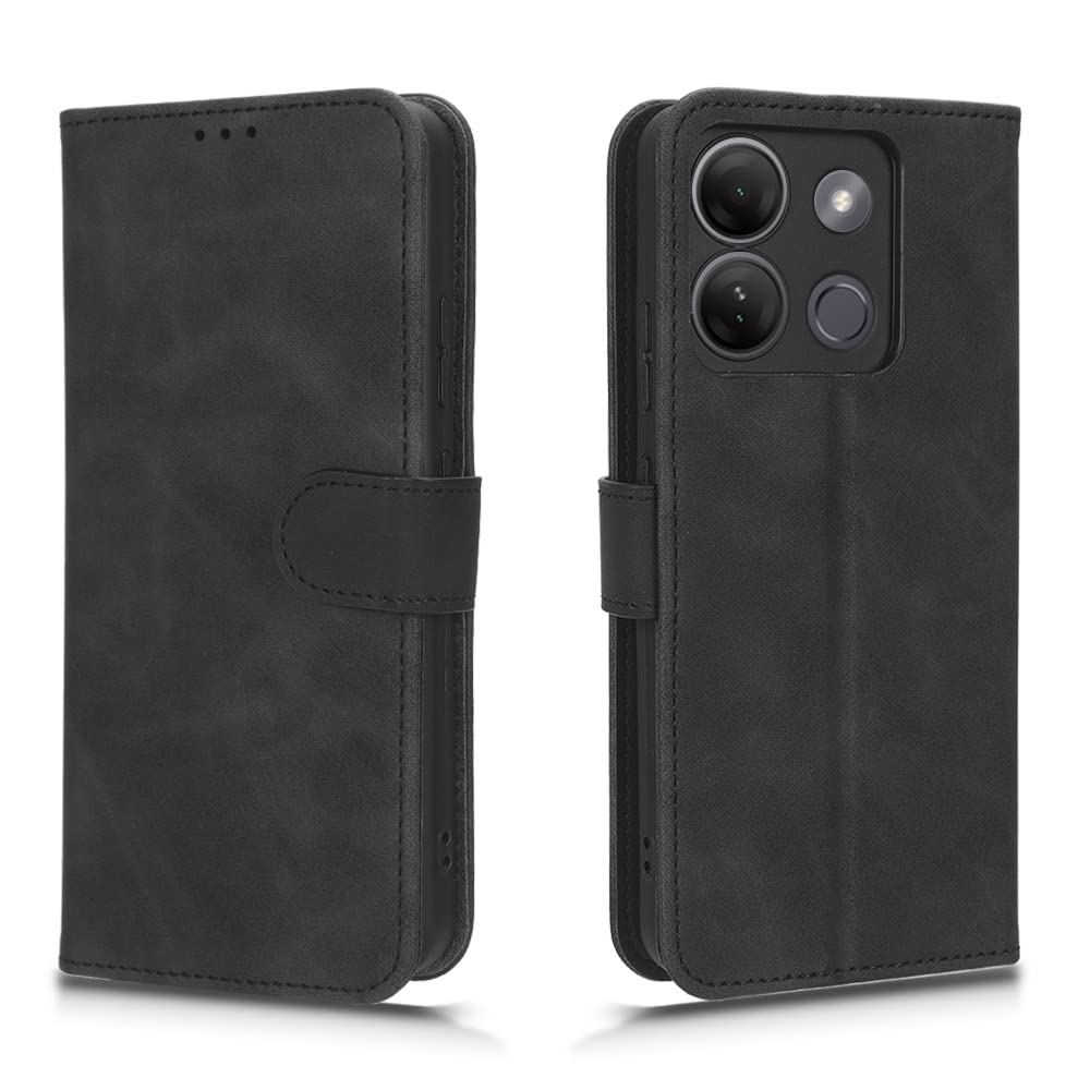 EasyShow Wallet Case for Infinix Smart 7 HD Case, Infinix Smart 7 HD has Kickstand function and Card Slots with Magnetic Buckle Phone, Leather Phone Case Compatible with Infinix Smart 7 HD-Black