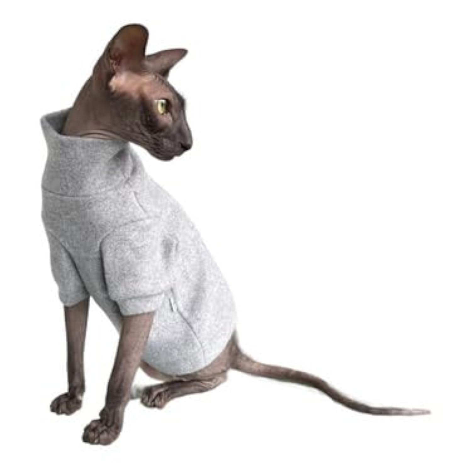 Kotomoda Cat's Cozy Comfort for Hairless Beauties:Winter sweater Brushed coco Grey for Sphynx and Naked Cats (Small)