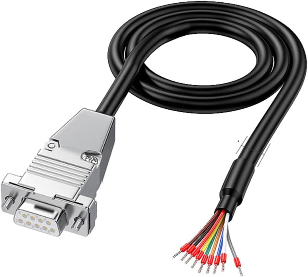 PENGLIN DB9 Female RS232 9 Pins Serial Extension Cable, Metal Case 9-Pin Gold Plated Connector with Bare Wire End Cable