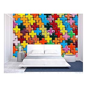 Background Texture of Colorful Stone Wall - Removable Wall Mural | Self-Adhesive Large Wallpaper - 66x96 inches