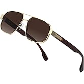 ATTCL Polarized Sunglasses for Men, Mens Sunglasses for Driving, Fishing, Golf, Pilot Square Metal Frame, UV400