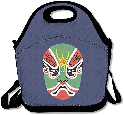 Green Red Beijing Opera Character FacialLunch Bag For Men Lunch Bag Lunch Box Food Bag Cute Lunch Box For Women With Strap