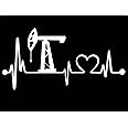 Music Notes Heartbeat Monitor Decal - Lifeline Medical Sticker For Cars & Windows