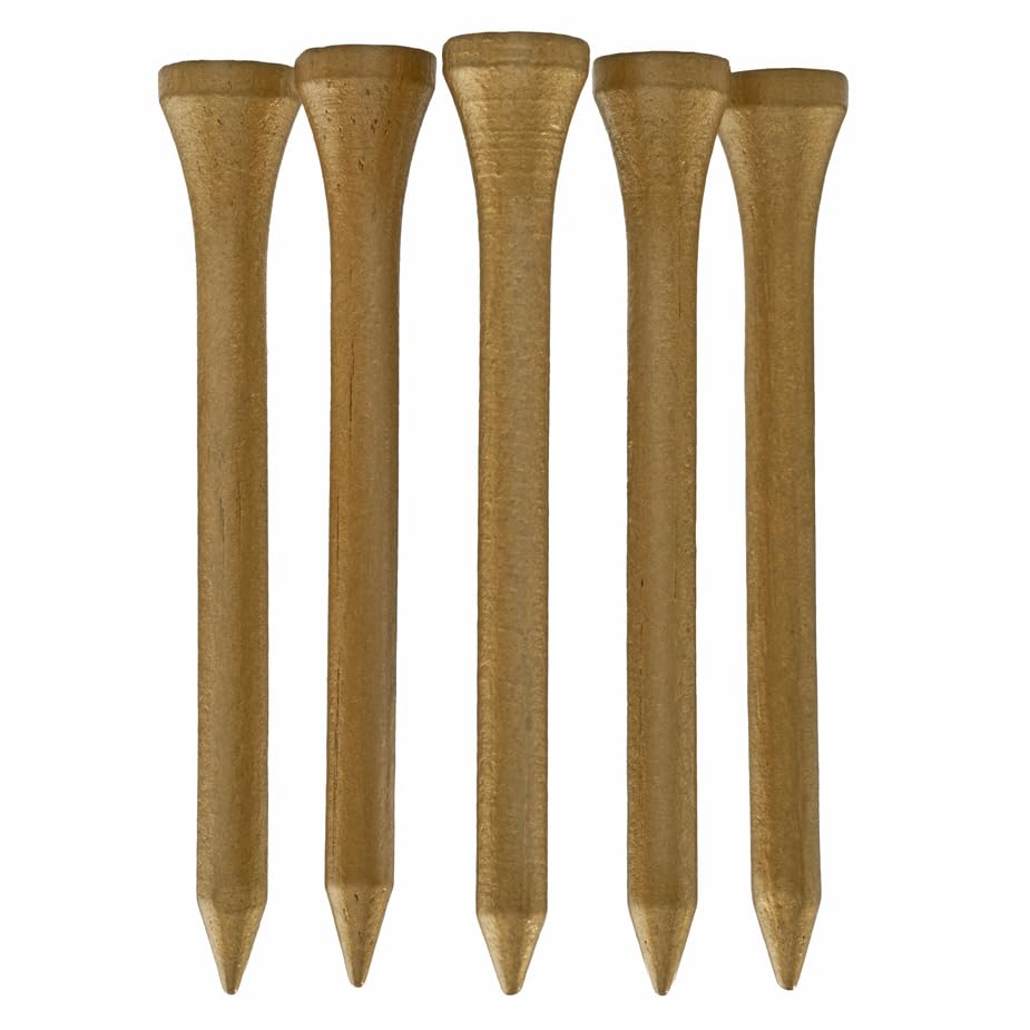 TH Golf Bamboo Golf Tees 70mm | Pack of 50 & 100 | Multiple Colour Options | Premium Eco Friendly Sustainable Durable Bamboo Golf Tees (Pack of 100, Gold)