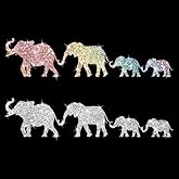 2PCS Sparkling Elephant Pattern Self-Adhesive PVC Rainbow Glittery Decal Sticker for Cars, Laptops, Trucks, Motorcycles Wall Window Luggage Scratch Cover Door Multi-Surface Decor Sticker