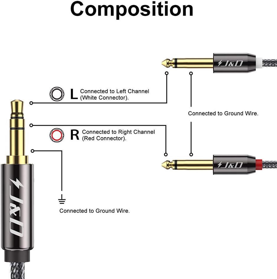 J&D 3.5mm to 6.35mm Audio Cable - Image 3