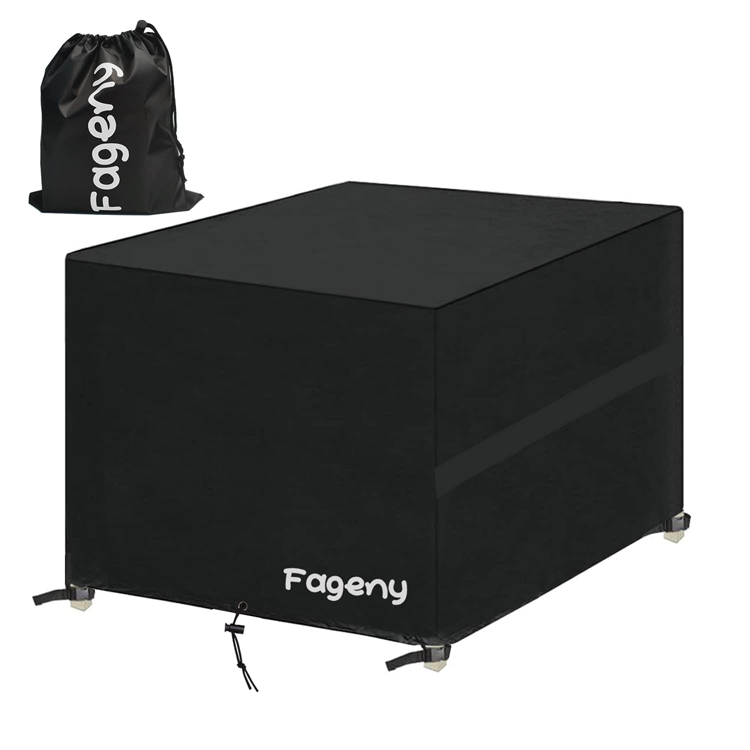 Fageny Cube Garden Furniture Covers Waterproof, 125x125x74cm Tear Resistant Oxford Fabric Outdoor Patio Table Covers Waterproof, Windproof, Anti-UV, Outdoor Garden Table Cover with Storage Bag