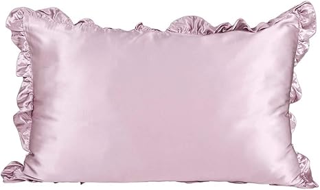 Amazon Lilysilk リリーシルク シルク枕カバー ピローケース 額縁付き 19匁 フリル付き 43x63cm ロージーピンク 枕カバー ピローケース オンライン通販