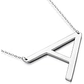 CIELTEAR Sterling Silver Sideways Initial Necklace for Women Big Letter Pendant Necklaces for Women Dainty Monogram Necklace Jewelry Gift A-Z
