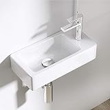 iropro Ceramic Small Wall Mount Sink 370x180mm RH Left/Right Tap Hole view 5
