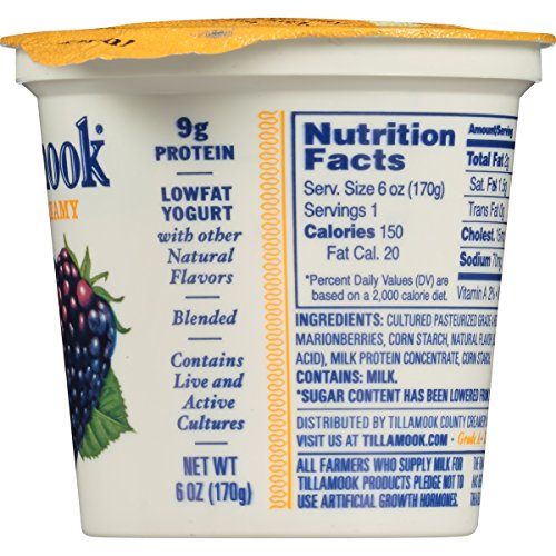 Tillamook Low Fat Yogurt, Marionberry, 6 oz