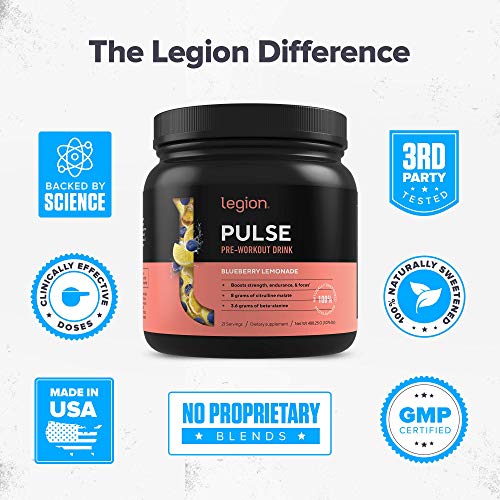 Legion Pulse Pre Workout Supplement Natural Nitric Oxide Preworkout
