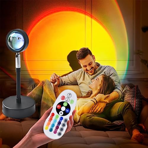PKDEF Lámpara de proyección con 16 Colores, Proyector de Luz Arcoíris de Rotación de 360 Grados con control remoto, para cumpleaños, Día del Niño, decoración y fotografía