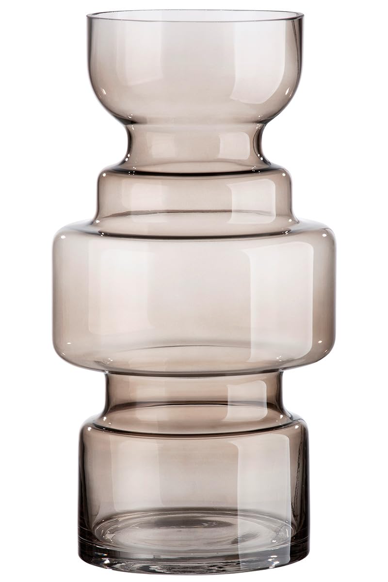 GILDE Decorative Large Glass Vase XL – Modern Flower Vase Made of Glass – Autumn Decoration Winter Christmas – Colour: Brown Height 30 cm