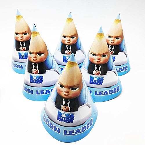 SHOUSBOXHI 12pcs/lot Baby Boss Party Hats Birthday Party Decorations Baby Boss Theme Paper Hats Baby Baby Boss Theme Disposable Party Sets