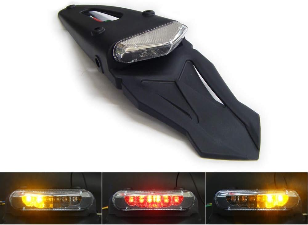 Motorbike LED Tail Light Run Brake Stop with Integrated Built In Indicators Turn Signals Blinkers Flashers for Enduro Supermoto Off Road Dirt Bike Style