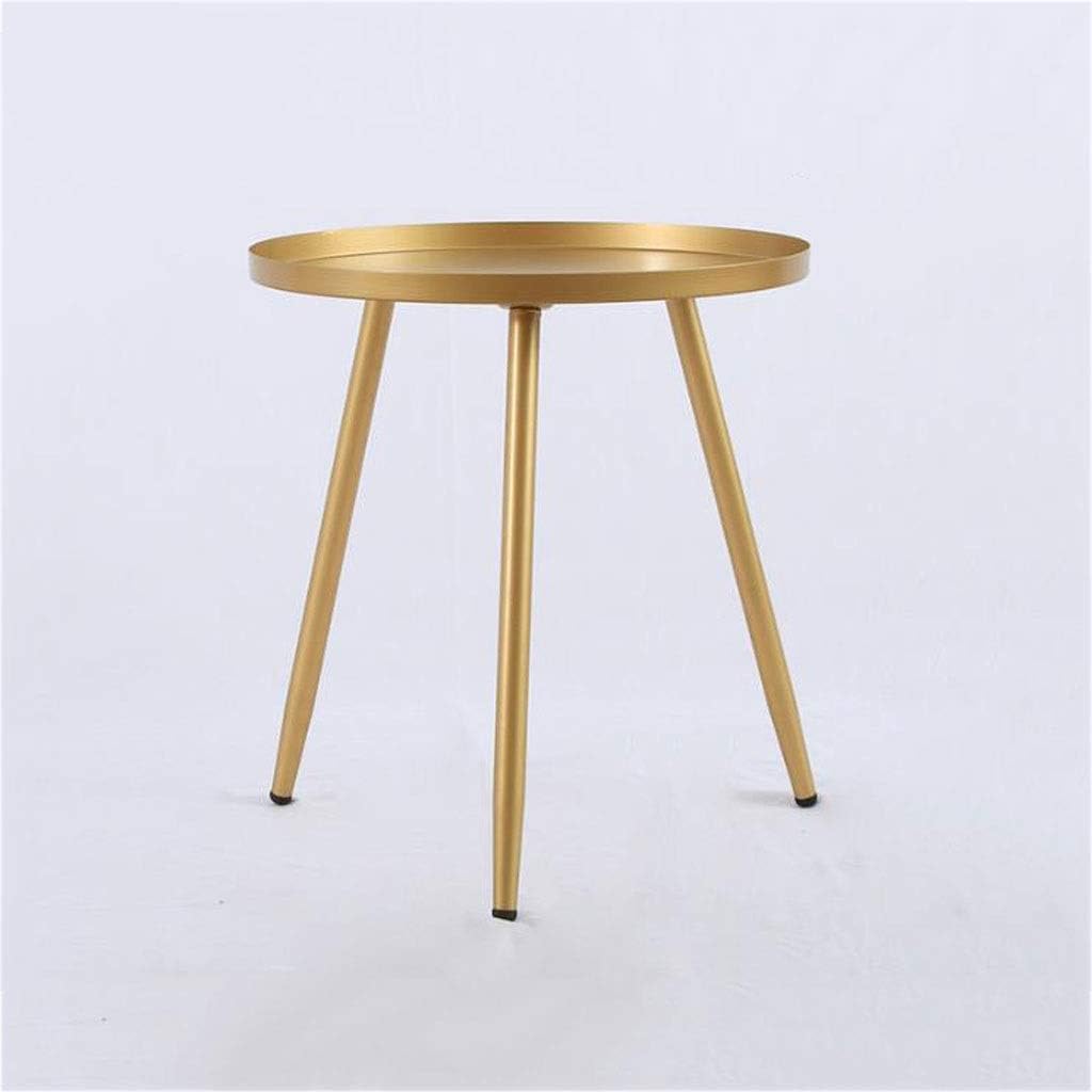 End Side Tables, Sofa Table, Nordic Wrought Iron Small Round Coffee Table, Simple Bedroom Bedside Living Room Balcony Triangle Sofa Table End Table Snack Table ( Color : Golden , Size : 4650cm )