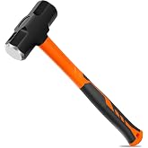 QEGNOBOK Drilling/Crack Hammer, 3-Pound Sledge Hammer, Dual-Faced Hammer | with Forged Steel Head &amp; Non-Slip Cushion Fiberglass Handle, Perfect for Demolition, Striking, Construction and Blacksmithing