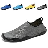 CIOR Men Women Kid's Barefoot Quick-Dry Water Sports Aqua Shoes with 14 Drainage Holes for Swim, Walking, Yoga, Lake, Beach, Garden, Park, Driving,SYY04,w.Grey,46