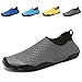 CIOR Men and Women’s Barefoot Quick-Dry Water Sports Aqua Shoes with 14 Drainage Holes for Swim, Walking, Yoga, Lake, Beach, Garden, Park, Driving, Boating,SYY04,w.Grey,46